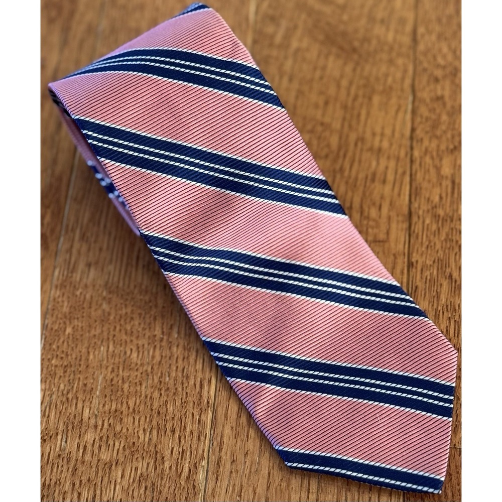Brooks Brothers 346 Repp Pink & Blue Stripe Silk Tie Ivy Regimental Style Preppy
